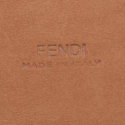 Fendi Brown Zucca Embossed Leather F Logo Round Buckle Belt 75CM
