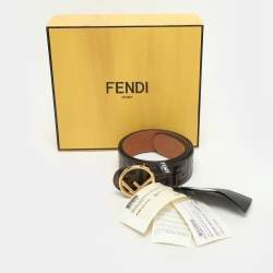 Fendi Brown Zucca Embossed Leather F Logo Round Buckle Belt 75CM
