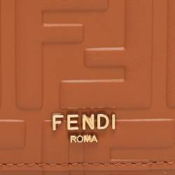 Pre Owned Fendi Brown FF Leather iPhone 14 Phone Case