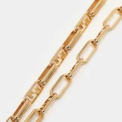 Pre Owned Fendi Gold Tone Metal Crystal Master Key Necklace