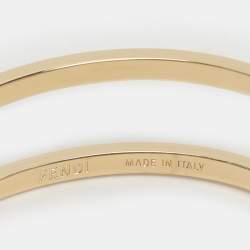 Pre Owned Fendi Gold Tone Metal Cut-Out FF Cuff Bracelet
