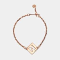 Fendi Rose Gold Metal FF Pendant Bracelet