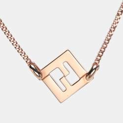 مملوكة مسبقًا Fendi Rose Gold Metal FF Pendant Bracelet