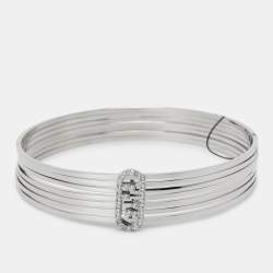 Fendi Palladium Crystal O'Clock Bangle Bracelet