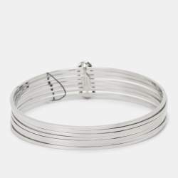 Pre Owned Fendi Palladium Crystal O'Clock Bangle Bracelet