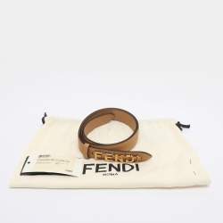 Pre Owned Fendi Beige Leather Fendigraphy Waist Belt 85CM