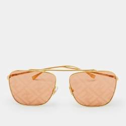 Pre Owned Fendi Gold Tone/Orange FF0406/S Fendi Forever Aviator Sunglasses