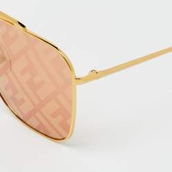 Pre Owned Fendi Gold Tone/Orange FF0406/S Fendi Forever Aviator Sunglasses