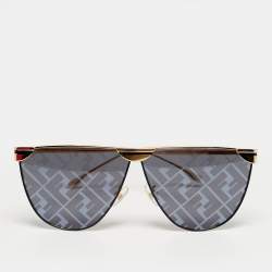 Pre Owned Fendi Black/Gold Tone FF0467/S Shield Sunglasses