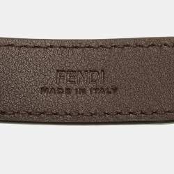 Pre Owned Fendi Buckle Belt Dark Brown Woven Leather