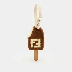 مملوكة مسبقًا Fendi Brown/Cream Mink Fur Ice-cream Bag Charm