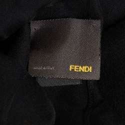 Pre Owned Fendi Black Logo Detail Silk Scarf