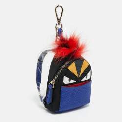 Pre Owned Fendi Monster Multicolor Micro Leather, Fur and Nylon Backpack Bag Charm