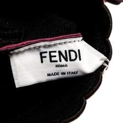 Pre Owned Fendi Burgundy Leather Studded Gloves Size M
