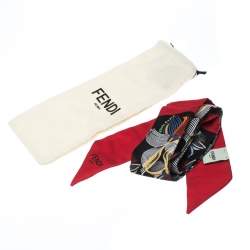 Pre Owned Fendi Multicolor Printed Silk Orchidea Fiamma Bandeau Scarf