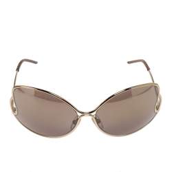 Pre Owned Fendi Pale Gold/Grey FS5178 Oversized Butterfly Sunglasses