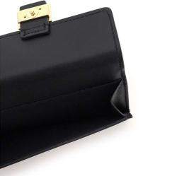 Pre Owned Fendi Black Leather Baguette FF Card Holder 