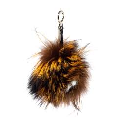 مملوكة مسبقًا Fendi Brown Fox Fur Monster Eyes Bag Charm