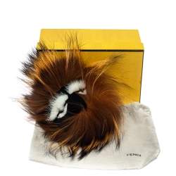 مملوكة مسبقًا Fendi Brown Fox Fur Monster Eyes Bag Charm