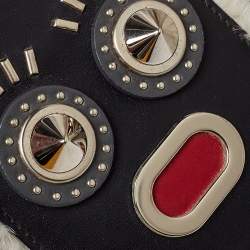Pre Owned Fendi Black Leather Studded Monster Luggage Charm
