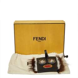 Pre Owned Fendi Black Leather Studded Monster Luggage Charm