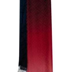 Pre Owned Fendi Blue & Pink Ombre FF Pattern Silk Stole 