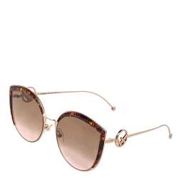 Pre Owned Fendi Gold/Brown FF 0290/S Cat Eye Gradient Sunglasses