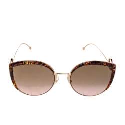 Pre Owned Fendi Gold/Brown FF 0290/S Cat Eye Gradient Sunglasses