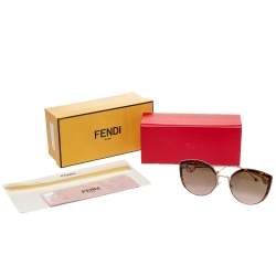 Pre Owned Fendi Gold/Brown FF 0290/S Cat Eye Gradient Sunglasses