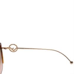 Pre Owned Fendi Gold/Brown FF 0290/S Cat Eye Gradient Sunglasses