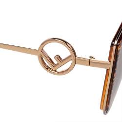 Pre Owned Fendi Gold/Brown FF 0290/S Cat Eye Gradient Sunglasses