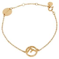 مملوكة مسبقًا Fendi F is Fendi Crystal Gold Tone Bracelet