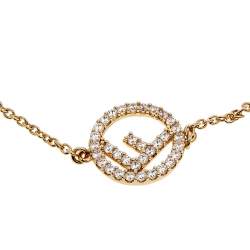 مملوكة مسبقًا Fendi F is Fendi Crystal Gold Tone Bracelet