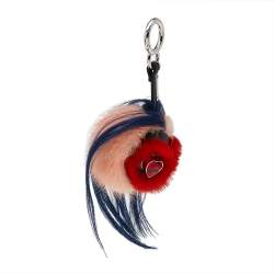 Pre Owned Fendi Multicolour Fur Heart Eyes Bug Bag Charm  