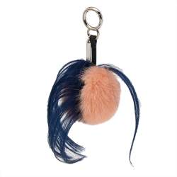 Pre Owned Fendi Multicolour Fur Heart Eyes Bug Bag Charm  