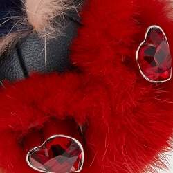 Pre Owned Fendi Multicolour Fur Heart Eyes Bug Bag Charm  