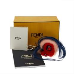 Pre Owned Fendi Multicolour Fur Heart Eyes Bug Bag Charm  