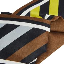 Fendi Multicolor Striped Leather Trim Silk Headband