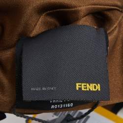 Fendi Multicolor Striped Leather Trim Silk Headband