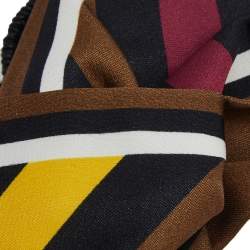 Fendi Multicolor Striped Silk & Leather Headband