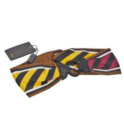 Fendi Multicolor Striped Silk & Leather Headband