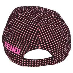 Pre Owned Fendi Black & Pink Polka Dot Karlito Baseball Cap S