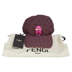 Pre Owned Fendi Black & Pink Polka Dot Karlito Baseball Cap S