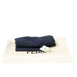 Pre Owned Fendi Blue Zucca Silk Wool Shawl