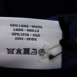 Pre Owned Fendi Blue Zucca Silk Wool Shawl