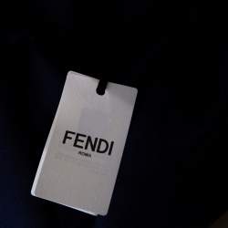 Pre Owned Fendi Blue Zucca Silk Wool Shawl
