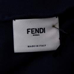 Pre Owned Fendi Blue Zucca Silk Wool Shawl