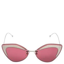 مملوكة مسبقًا نظارة شمسية فندي FF0355/S فضي/ رصاصي غليتر بعدسة وردي وعين قطة وبدون إطار