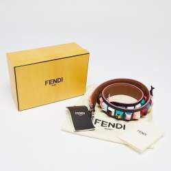 Pre Owned Fendi Black Leather Studded Strap You Shoulder Bag Strap