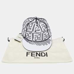 Pre Owned Fendi x Joshua Vides White Neoprene FF Motif Baseball Cap